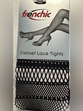 Frenchic Black Fishnet Lace Footed Tights Adult Womens M/L Sexy